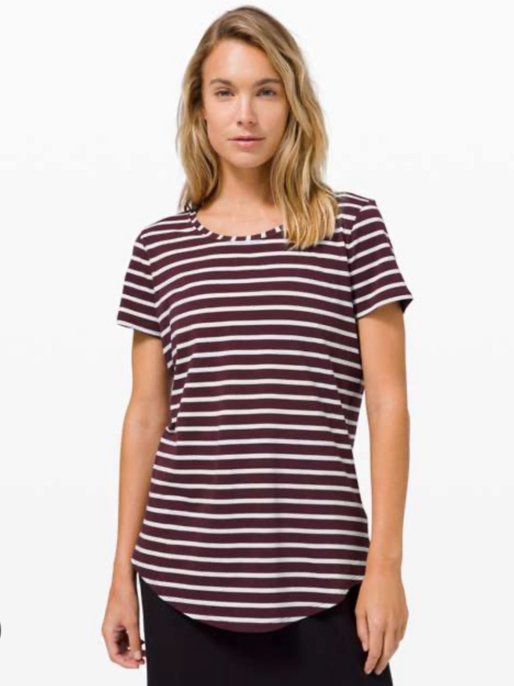 Lululemon Love Crew III Striped Maroon